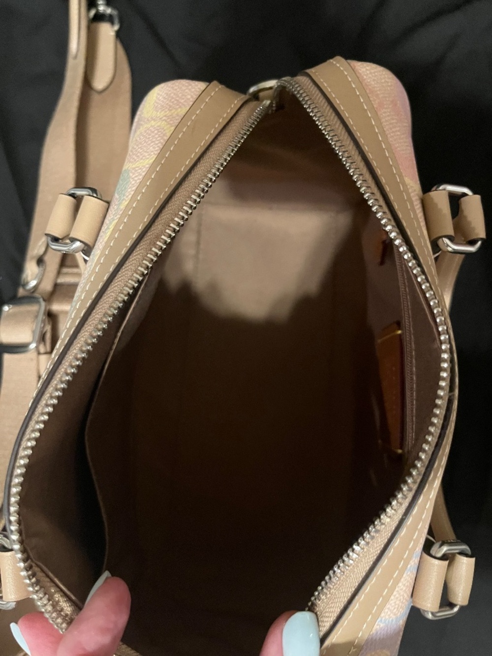 LIKE NEW Coach Rowan Pastel Rainbow Multicolor Signature Satchel Bag - Picture 10 of 13
